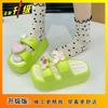 Soft cute height-increasing slippers 2025 summer new cartoon casual small bow cool slippers women