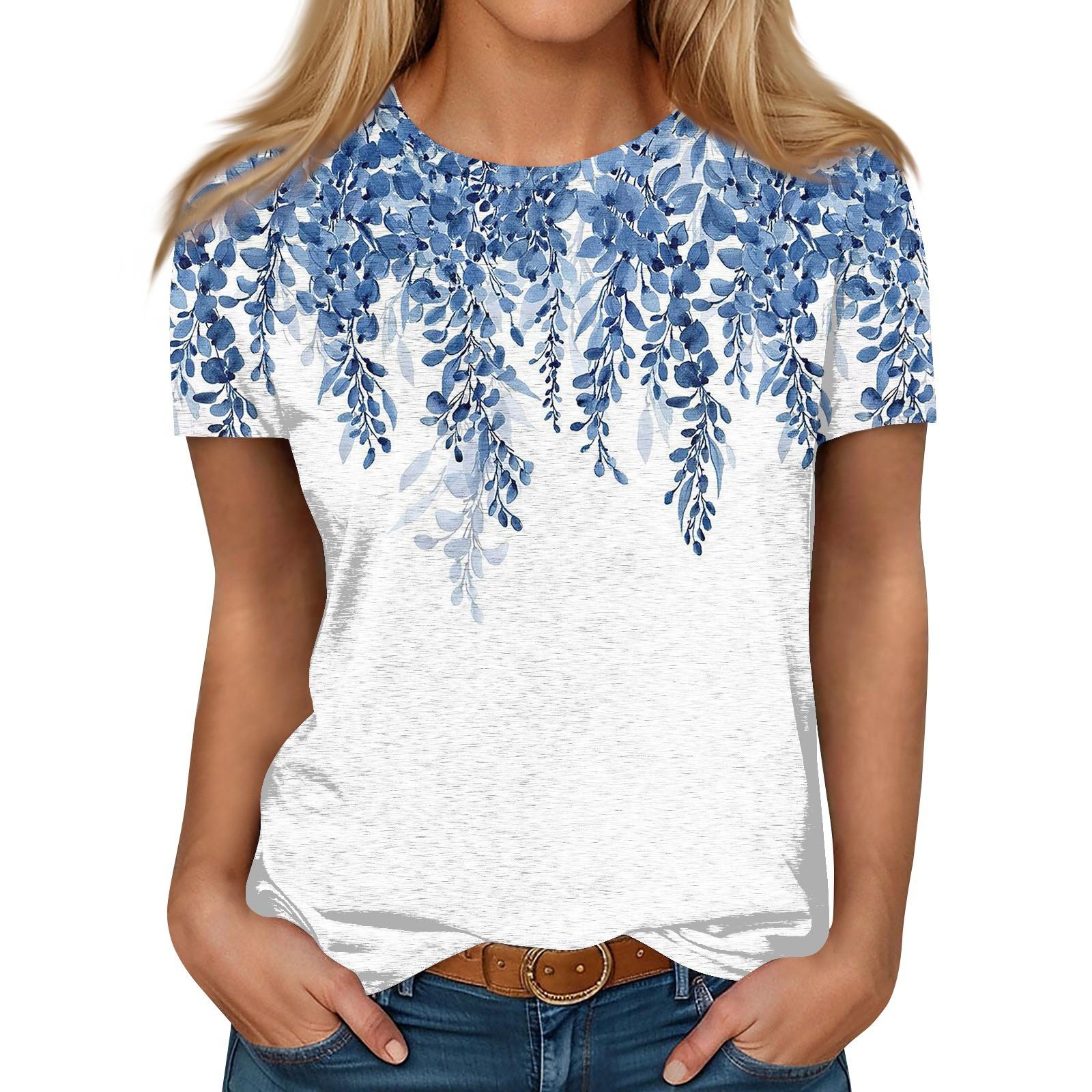 

Женская повседневная футболка с круглым вырезом и короткими рукавами с принтом L