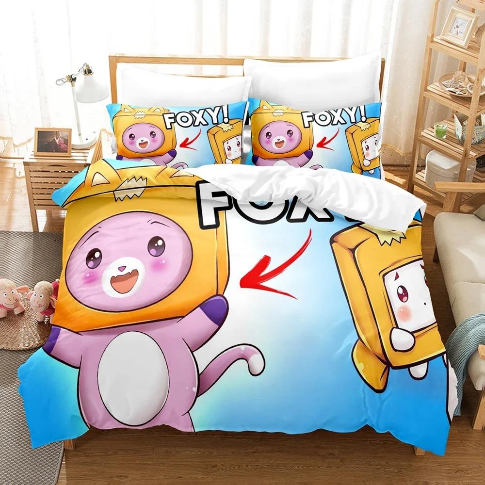 

Lankybox Foxy Boxy Комплекти постільної білизни Single Twin Full Queen Size Постільна білизна Kids Girls Bedroom Decor Cartoon Duhit Cover Set Sets EU SuperKing 260x220
