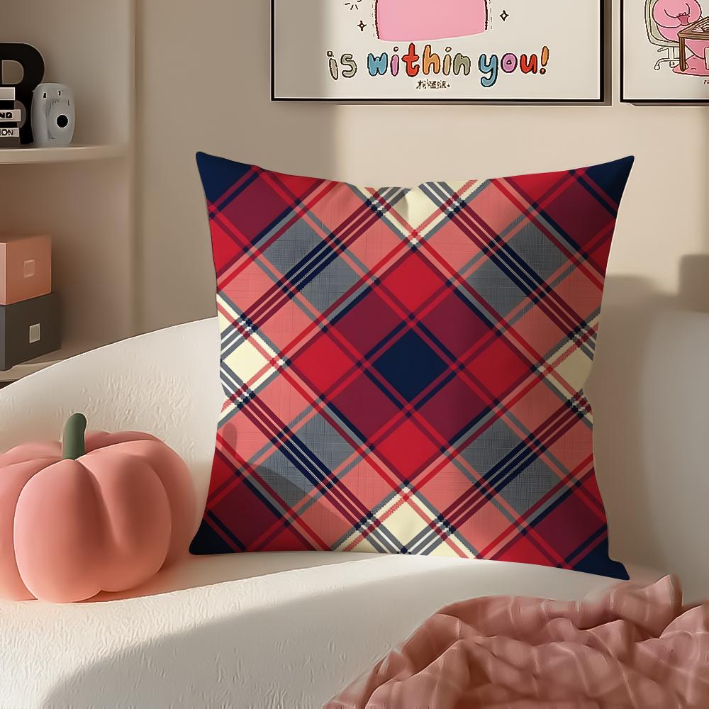 Classic Plaid Scottish attern NNordic Scottish Cushion Cover Pillowcase Short Plush Invisible zipper Room Sofa Cushion Cover