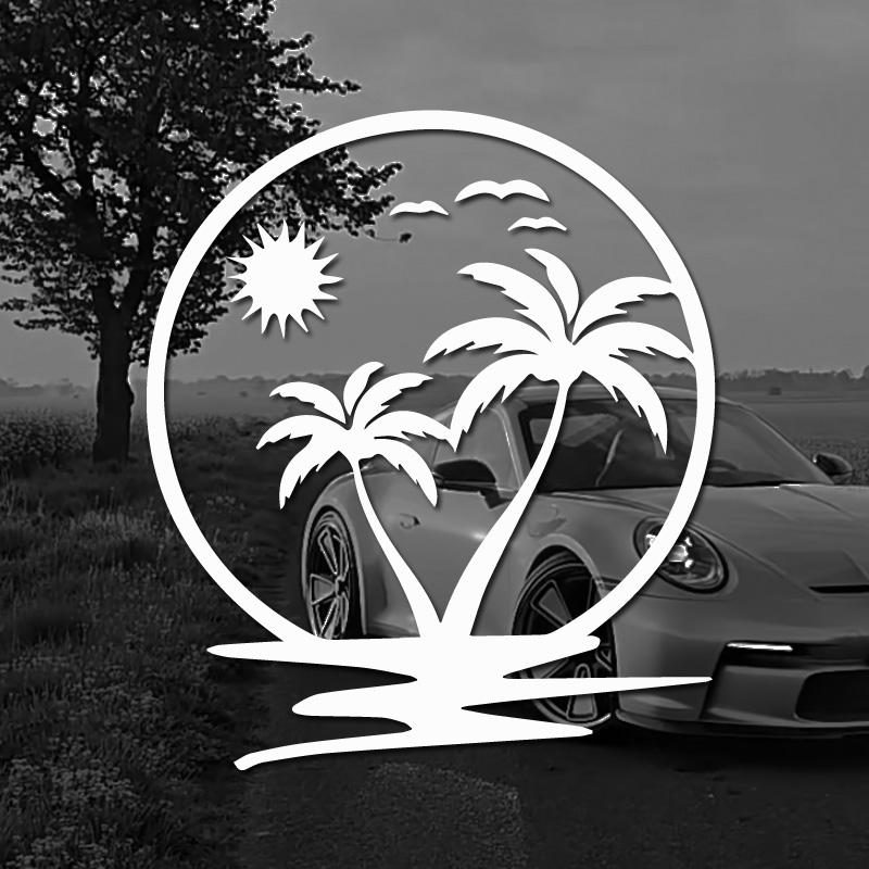 Coconut Tree Stickers,Vinyl Waterproof  Self-adhesive Decorative Car Sticker,For Cars, Trucks, Walls, Laptops, Windows,