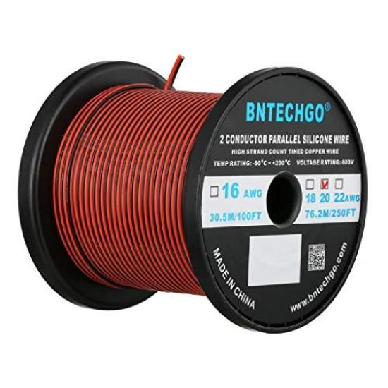 BNTECHGO 20 Gauge Parallel Silicone Wire 20AWG Parallel Silicone Thin Wire Super Flexible Separable Silicone Cable Wire Long Lasting Red and Black