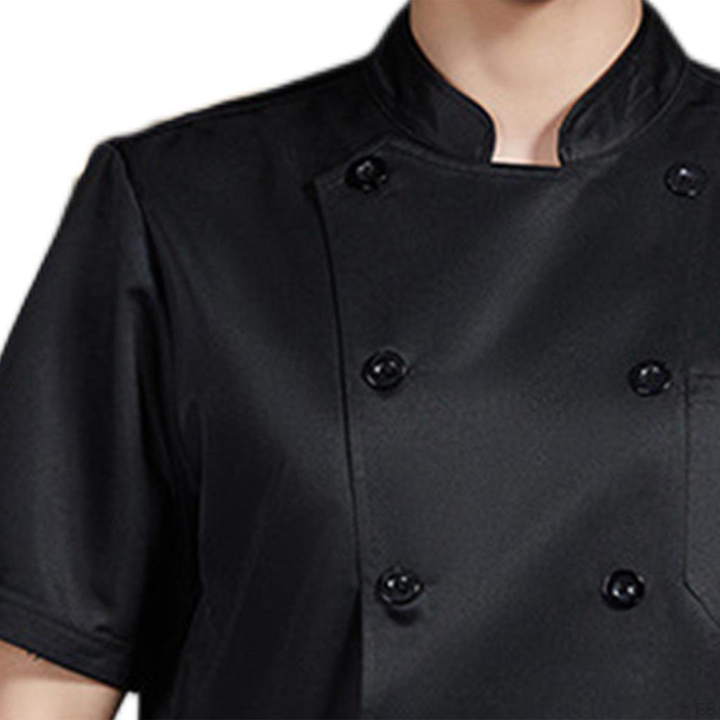 Chef Coat Jacket Executive Clothes with Pocket Breathable Summer Uniform Workwear for