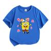 Kids Boys Girls 100% Cotton Crew Neck Short Sleeve T-Shirt, Cute Cartoon Sea Sponge Pet Snail Jellyfish Print Casual Summer Tee Tops for Children