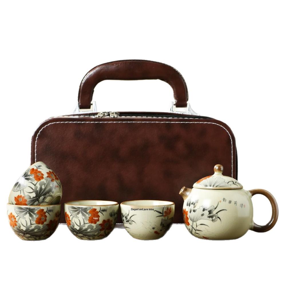 Ru Kiln Teapot & Four Cups Gift Set - Corporate Anniversary Souvenir