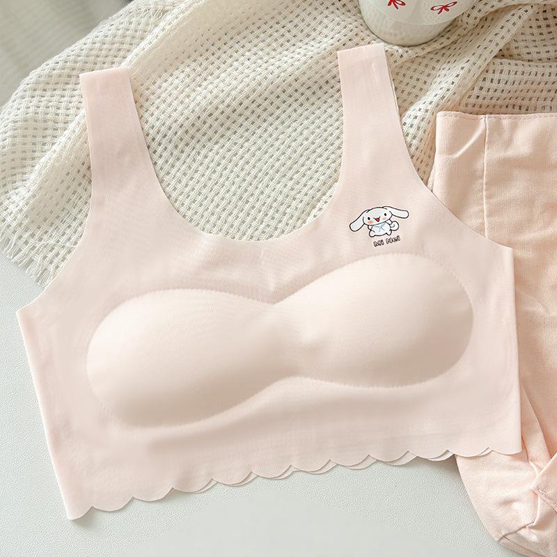 Teen Girls Student Vest Style Wireless Anti Exposure Comfortable Bra With Chest Pad