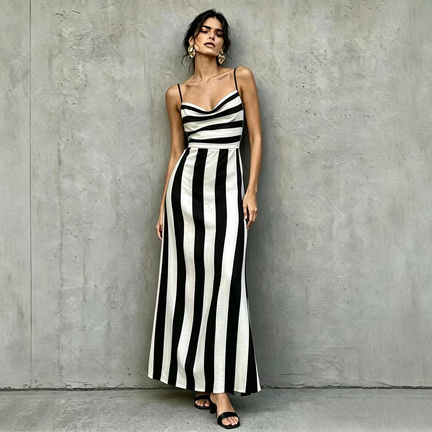 Independent Station Women s New Suspender Skinny Waist Dress European and American Holiday Style S