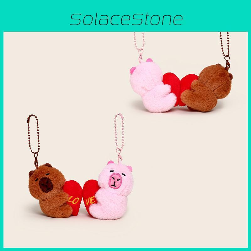 Pair Creative Of Love Heart Capybara Cartoon Plush Toy Pendants With Magnet