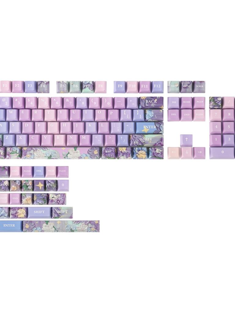 137Keys Violet Fantasy Keycap Purple Side Engraved Translucent Diy Mechanical Keyboard PBT ChERRY OEM Purple Keycaps