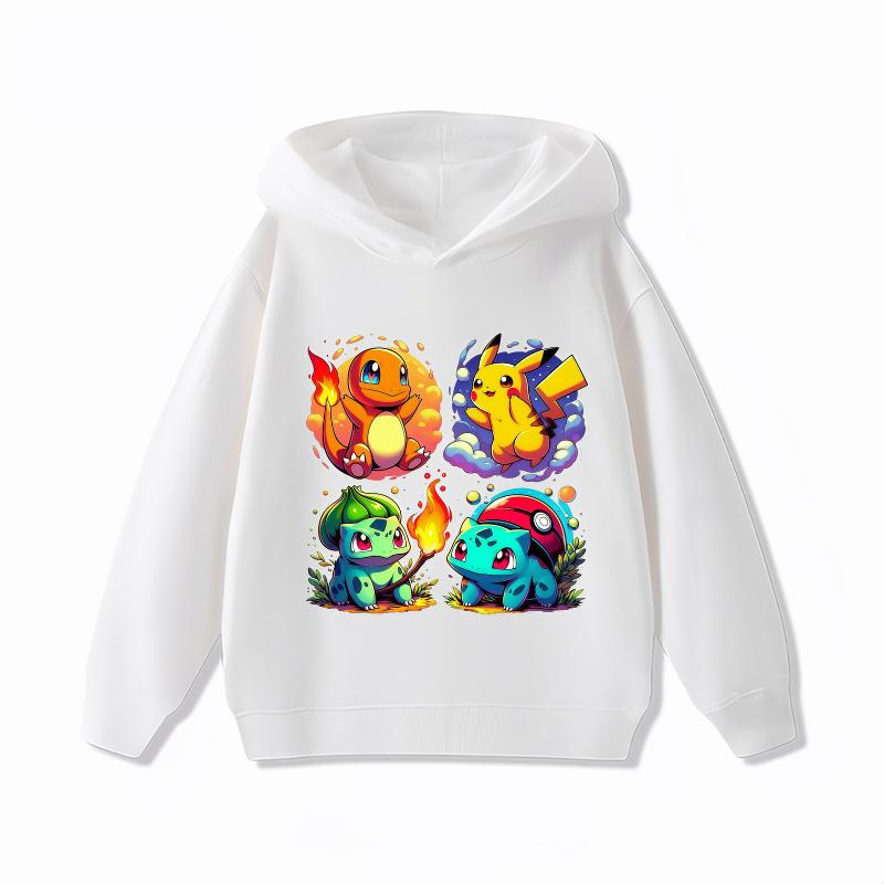 Potdemiel Cute Pikachu Children's Hoodie, Boys' and Girls' Clothing, Autumn and Winter Warm Children's Hooded Sweatshirt