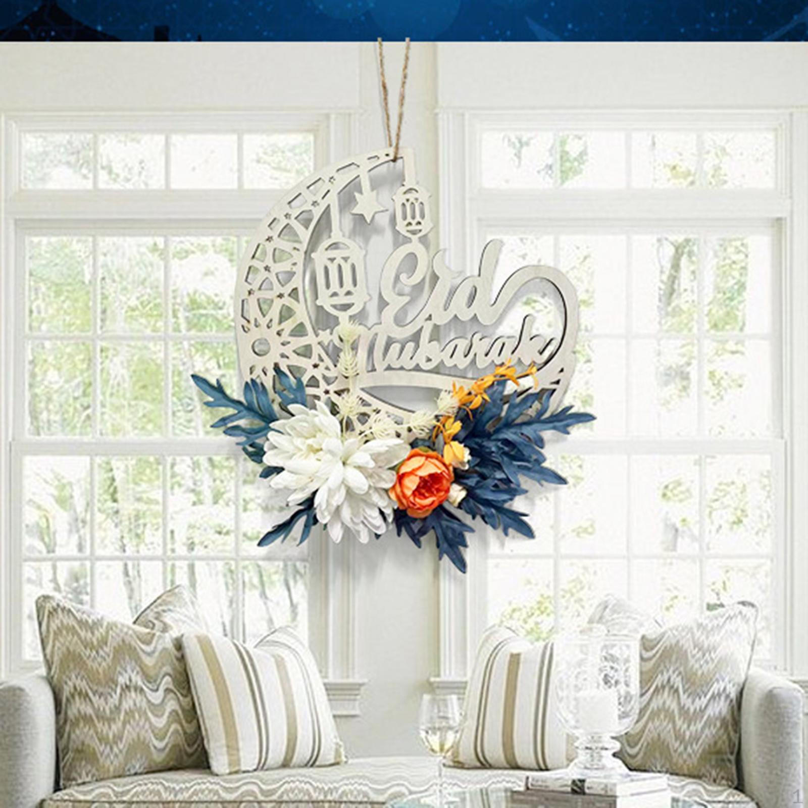 

Ид Рамадан Мубарак Венок Искусственный AL Fitr 30 см Деревянный Подвесной Знак для Крыльца Crescent