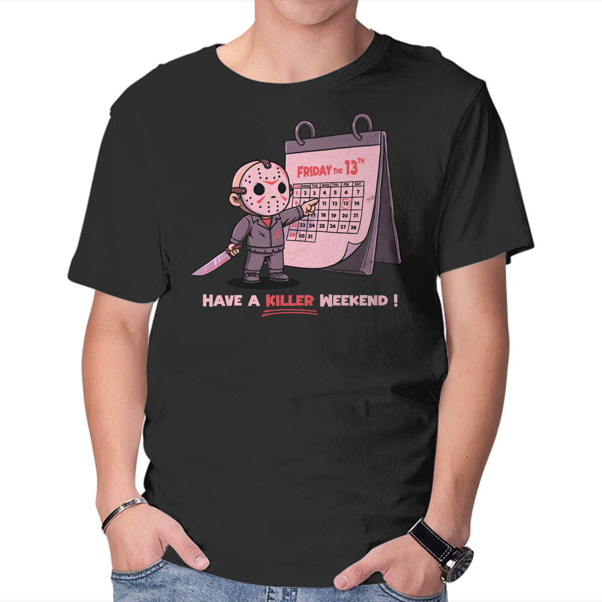 Unisex Crew Neck T-Shirt Killer Weekend Graphic Short Sleeve Casual Tee L