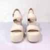 Krazing Pot Sheepskin Peep Toe Thick High Heels Platform Summer Shoes Hook Loop Casual Women Sandals