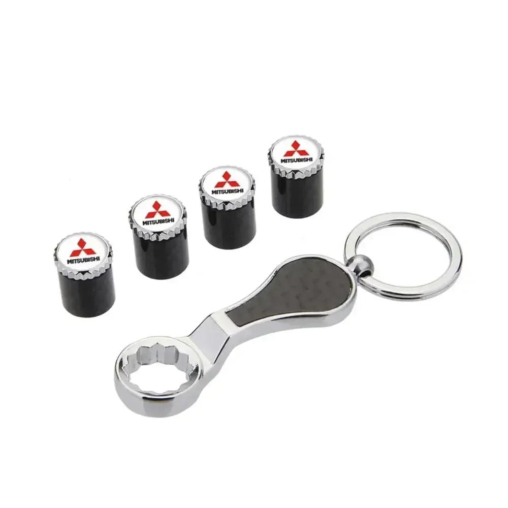 4pcs Car Wheel Valve Caps Air Covers with Wrench for Mitsubishi Ralliart ASX Outlander Lancer 9 Pajero Colt Mirage Eclipse EVO