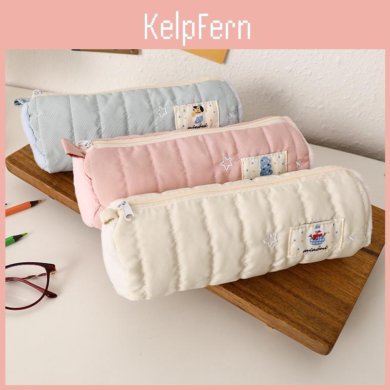 Style Large Capacity Pencil Case With Plush Snowman Design For Students And Office Use