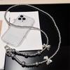 Silver bow love phone chain handmade bead hanging chain crossbody can be carried with hanging rope backpack with wrist strap