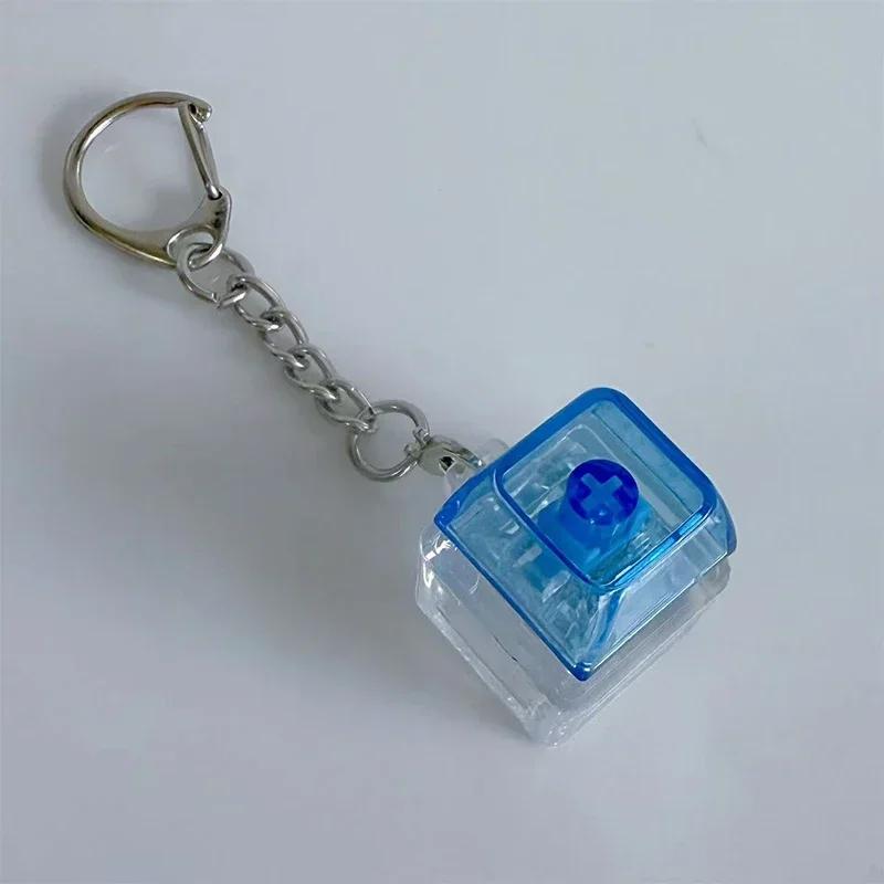 Fingertip Button Keychain Fidget Toy LED Keyboard Key Cap Key Chain Mechanical Switch Keyring Stress Relief Gadget