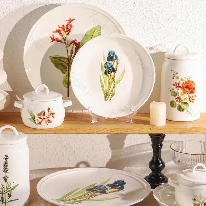 Kreative Blumen Keramikplatte Modischer exquisiter Vorratsbehälter Köstliche Gerichte Speiseteller Einzigartiges Haushaltsgeschirr