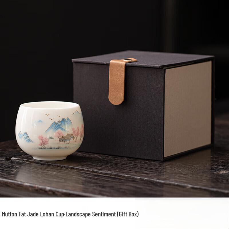 Mutton Fat Jade Egg-shaped Ceramic Teacups