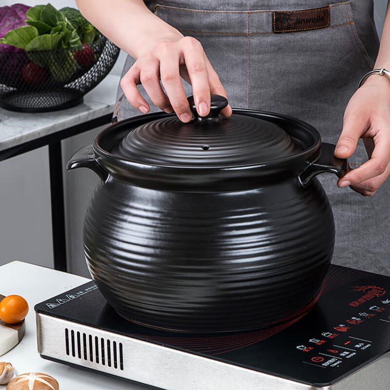 Retro Ceramic Double-Handle Soup Pot