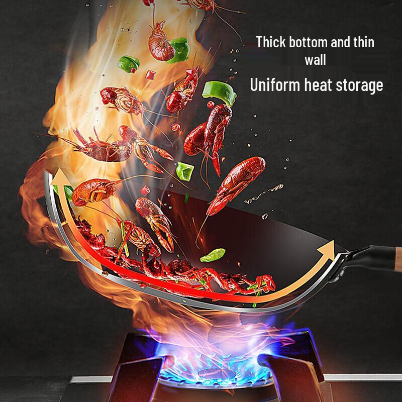 MeiChu Carbonized Fine Cast Iron Non-stick Wok