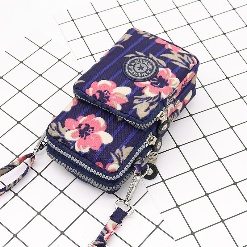 Nylon Schulter-Crossbody-Handytasche für Damen, Sport Laufen Mehrschichtige Reißverschlusstasche Armbandtasche, Clutch Münzbörse, Schlüsselhalter