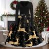 Women's Vintage V-Neck Long Sleeve Christmas Print Casual Dress