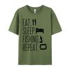 Eat Sleep Fish Repeat Tshirt Pure Cotton Unisexs Tops T Shirt Customized TeeShirts Graphic Casual Tshirts