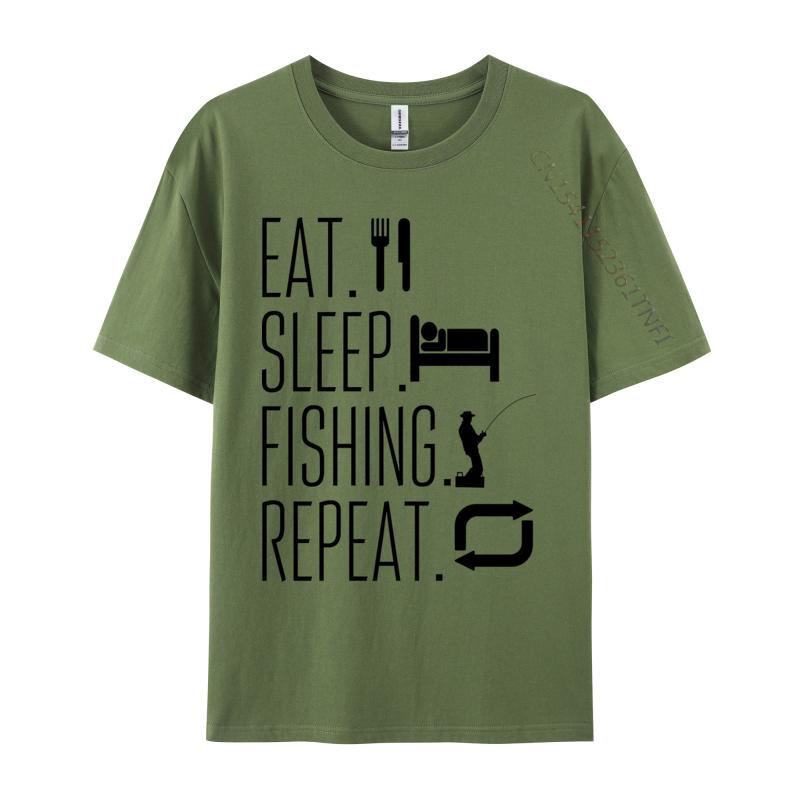 Eat Sleep Fish Repeat Tshirt Pure Cotton Unisexs Tops T Shirt Customized TeeShirts Graphic Casual Tshirts