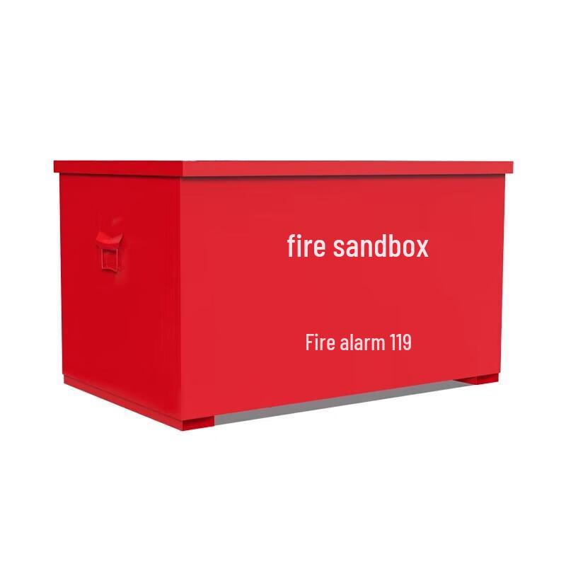 Red Metal Fire Sand Box with Lid красный