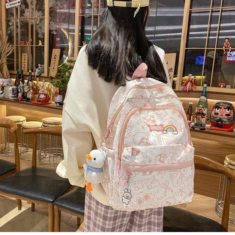 Rucksack im Ins-Stil für Damen, süß, für die Oberstufe, Mittelstufe, große Kapazität, Trend-Rucksack für College-Studenten, einfache, frische Schultasche