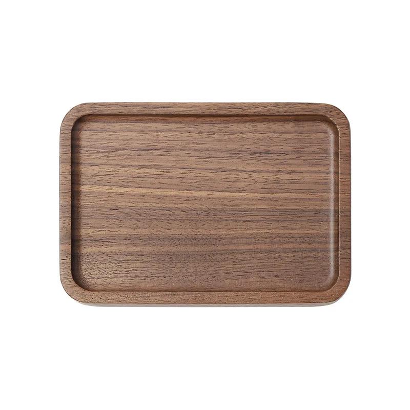 1pc Black Walnut Tray Storage Rectangular Tea Fruit Wooden Board Solid Wood Coffee Cake Wooden Tray Kitchen Storage Trays