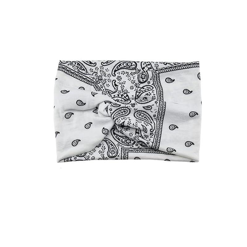 Faixa de cabeça elástica de ioga boêmia europeia e americana – acessório esportivo de cabelo com estampa cruzada de aba larga para mulheres