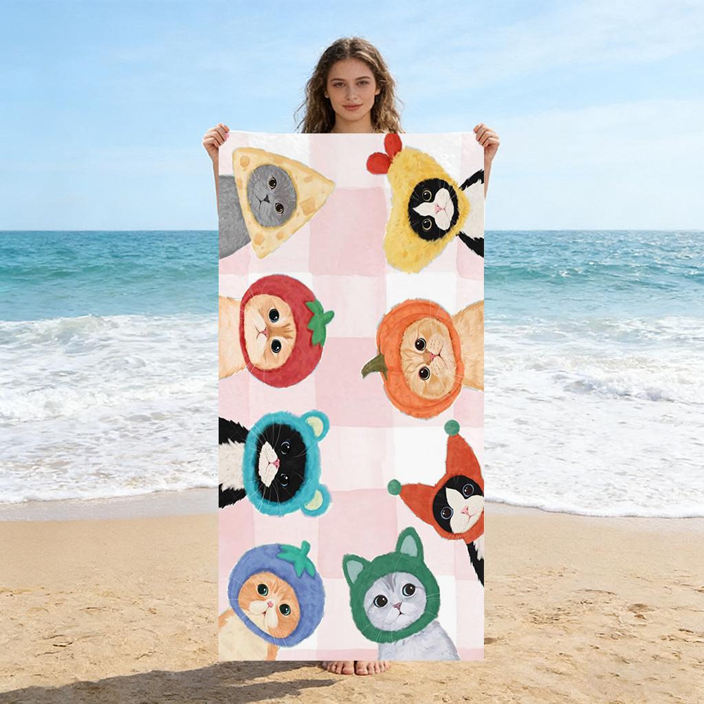 

1pc Cats Surround Beach Towel Quick-drying Super Absorbent Suitable for Swimming Beach Pool Gym Yoga Summer Gift for Friends W30*H60(CM)