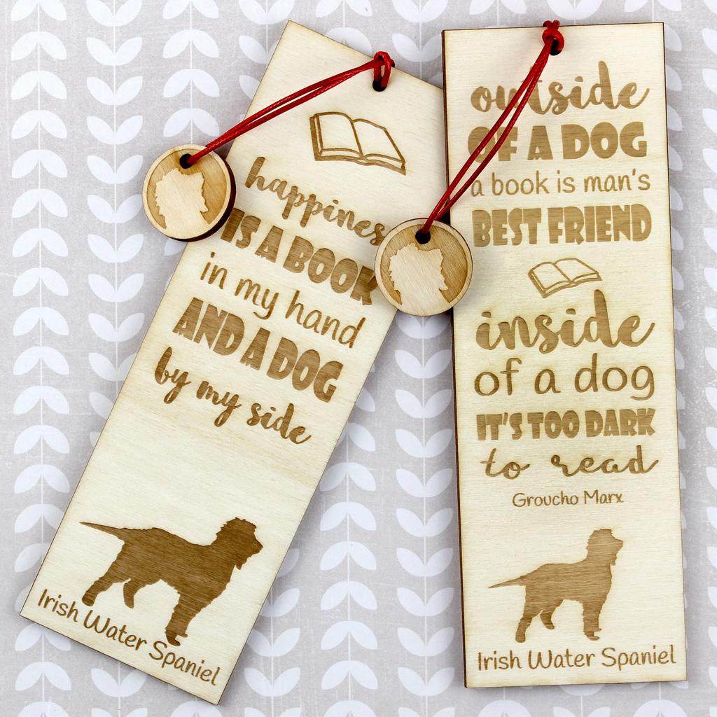 Irish Water Spaniel, Whiptail, Shannon Spaniel – Dog bookmark, personalized bookmark – Design 02 | Art-Dog