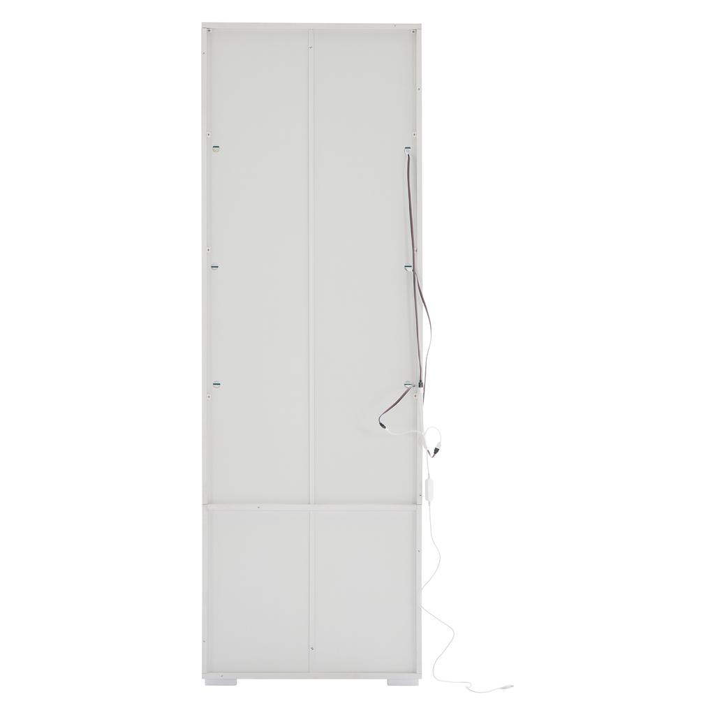 Vit högglansig montr, glasmontr, fristående montr med LED-belysning, vertikal med 3 lådor, 60*35*180cm