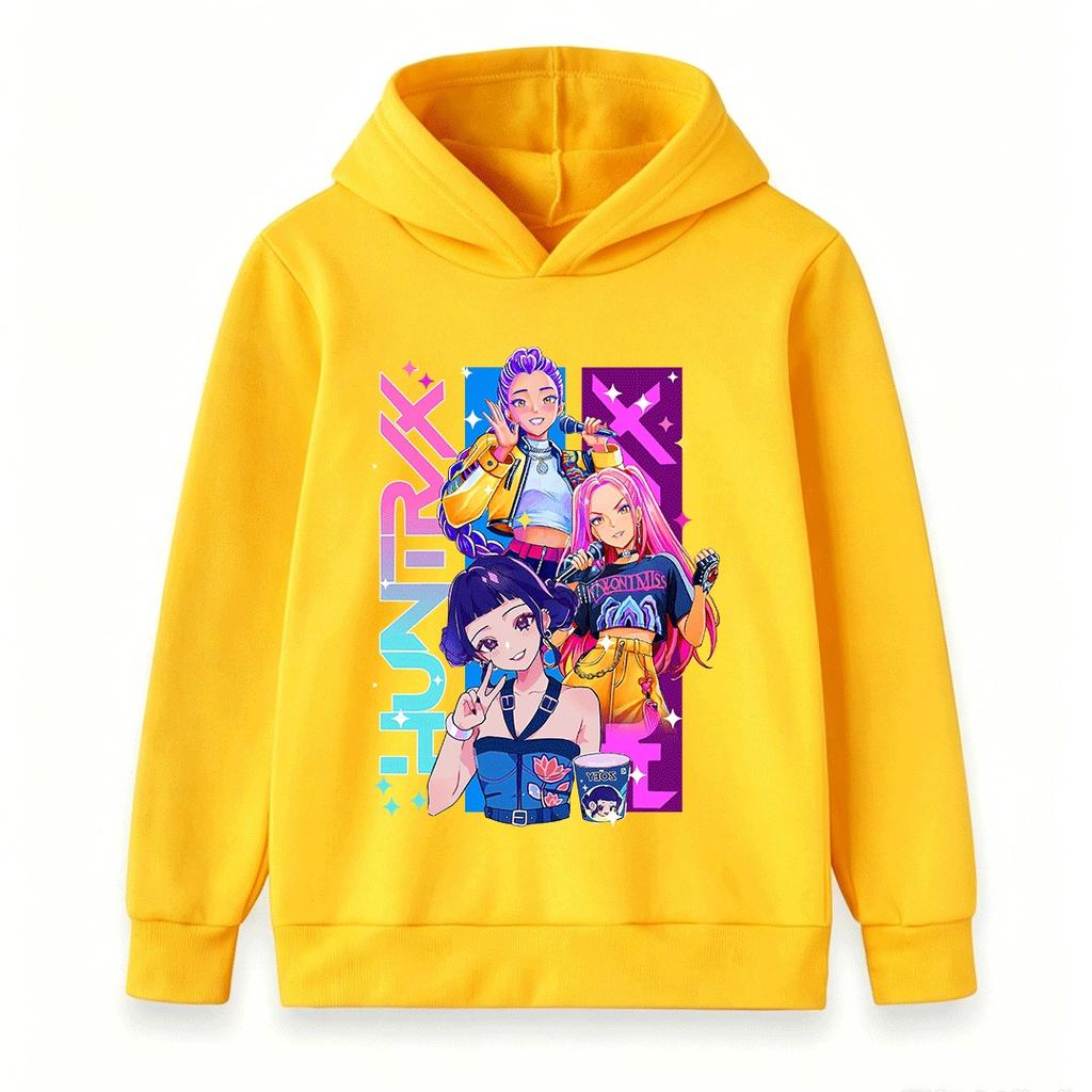 Kids Boys Girls Hoodie Sweatshirt Cute Anime Pop Music Group Print Long Sleeve Casual Pullover Top for School Daily Wear