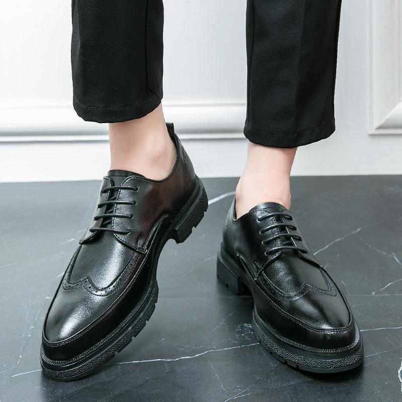 Brogue Men's leather shoes Minimalist and fashionable British style Outdoor leisure business party Men's formal wedding shoes
