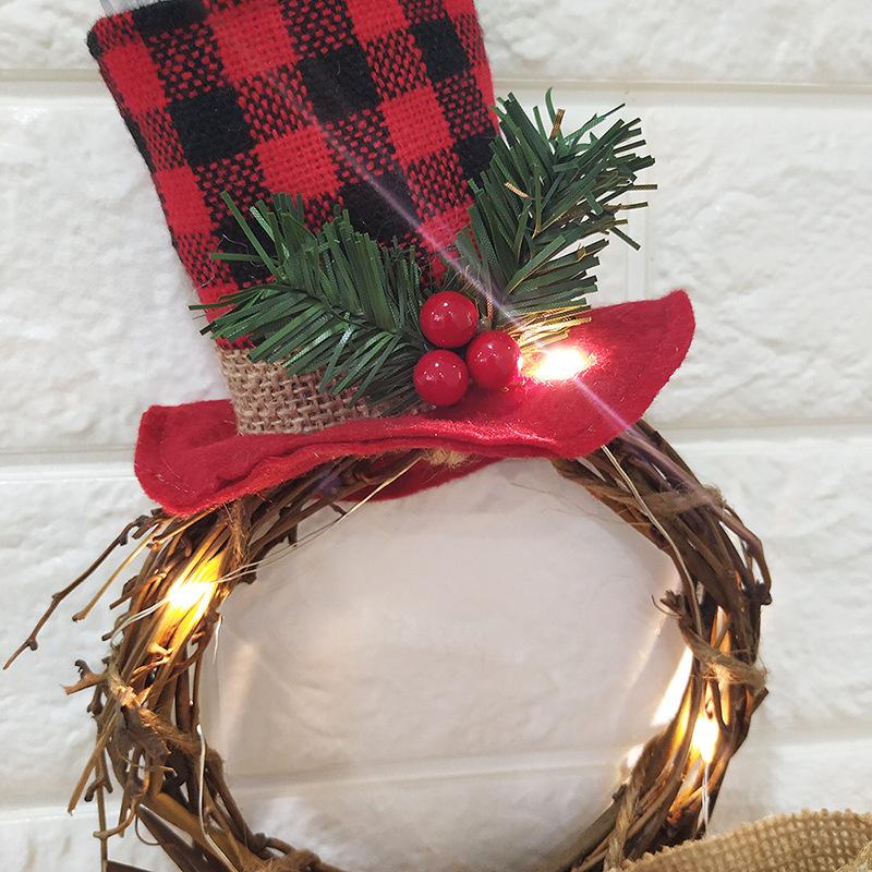 Home LED Wreath Hanging Pendant Rattan with Light for Christmas Halloween Door Decor