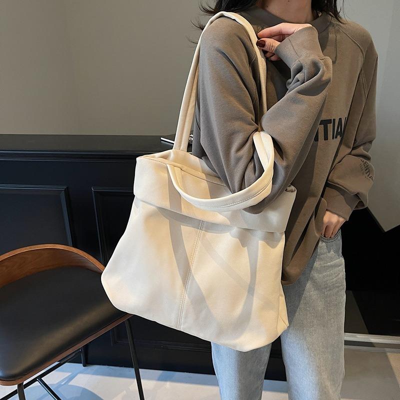 New casual canvas fashionable solid color large capacity solid color tote canvas crossbody shoulder portable tote bag