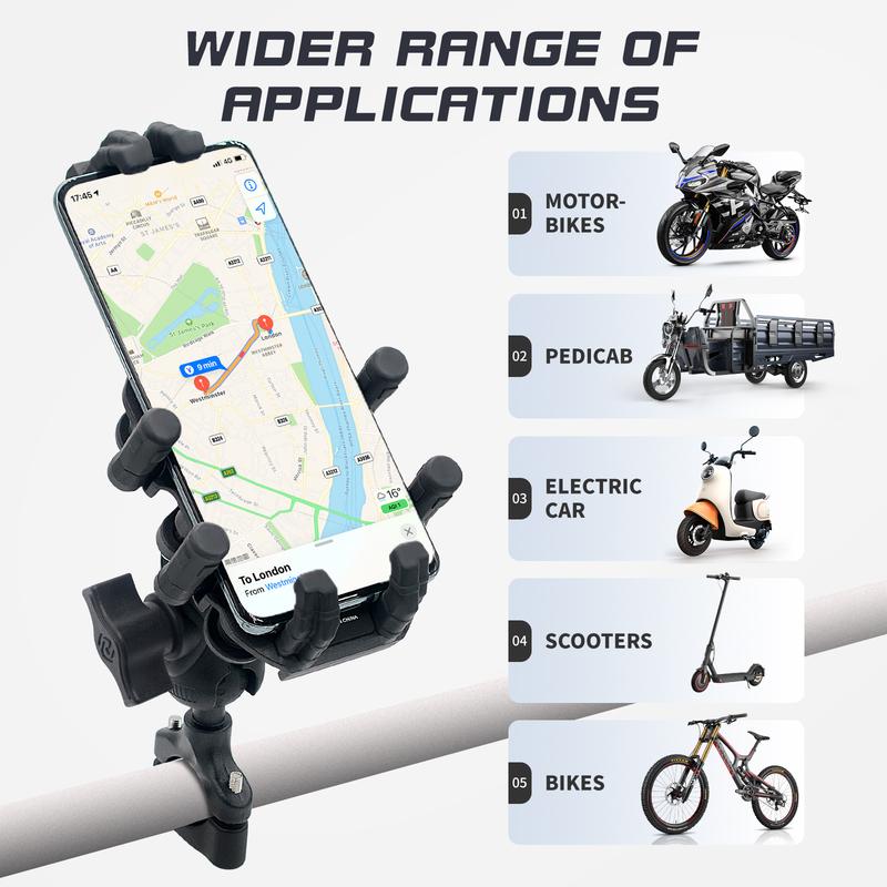 Motorcycle Cell Phone Support Handlebar Bracket Mobile Mirror Mount Navigation Stand Aluminum Anti Vibration Handle Holder Bike