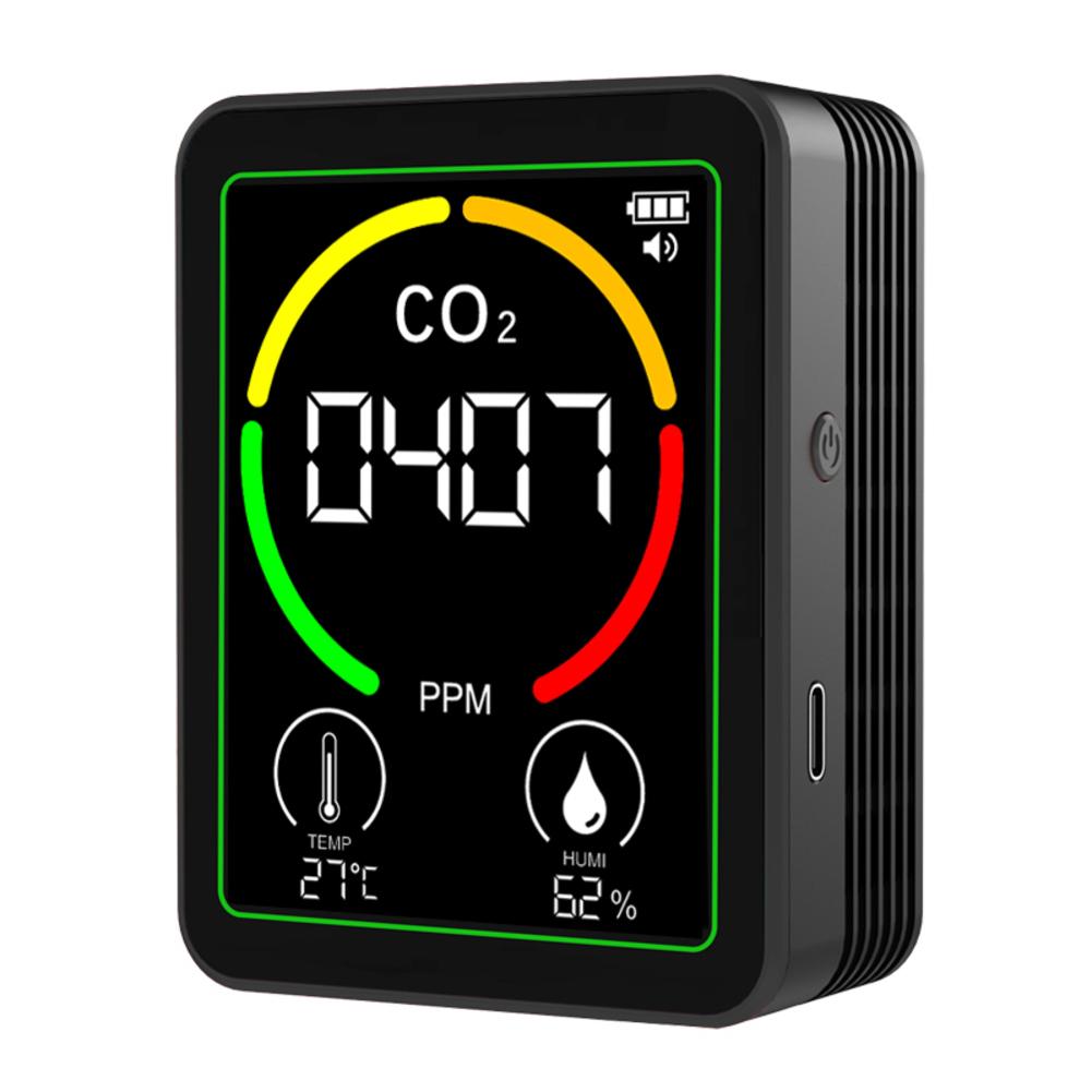 3-In-1 Air Quality Monitor CO2 Temperature Humidity Detector Co2 Tester LCD Display Household Gas Analyzer With Mount