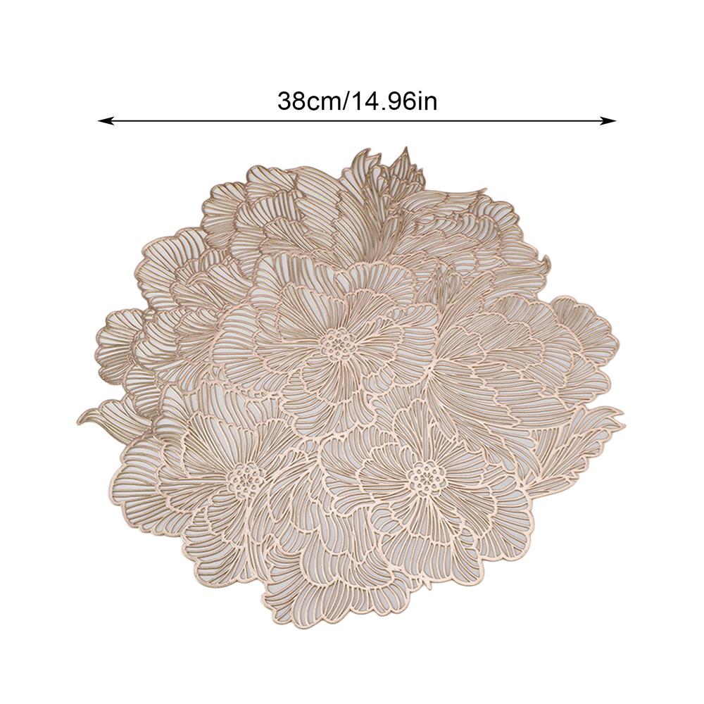 Placemat Elegant Tablemat Flower Shape Placemats PVC Waterproof Place Mat for Kitchen Dining Table Holiday Wedding Party