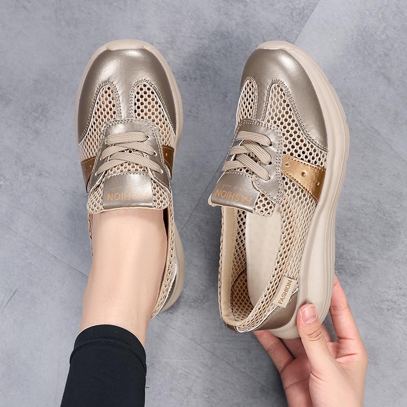TUINANLE Flats Shoes for Women Summer Lace Up Casual Sneakers Breathable Soft Sole Loafers Plus Size