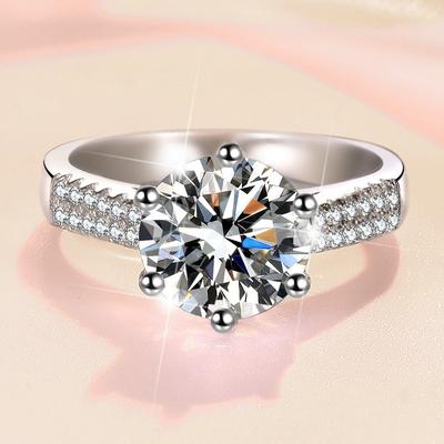D barva moissanite 3ct dámský prsten mincovní postříbřený pt950 platinový šestidrápový prsten zásnubní diamantový prsten snubní prsten dárek pro přítelkyni