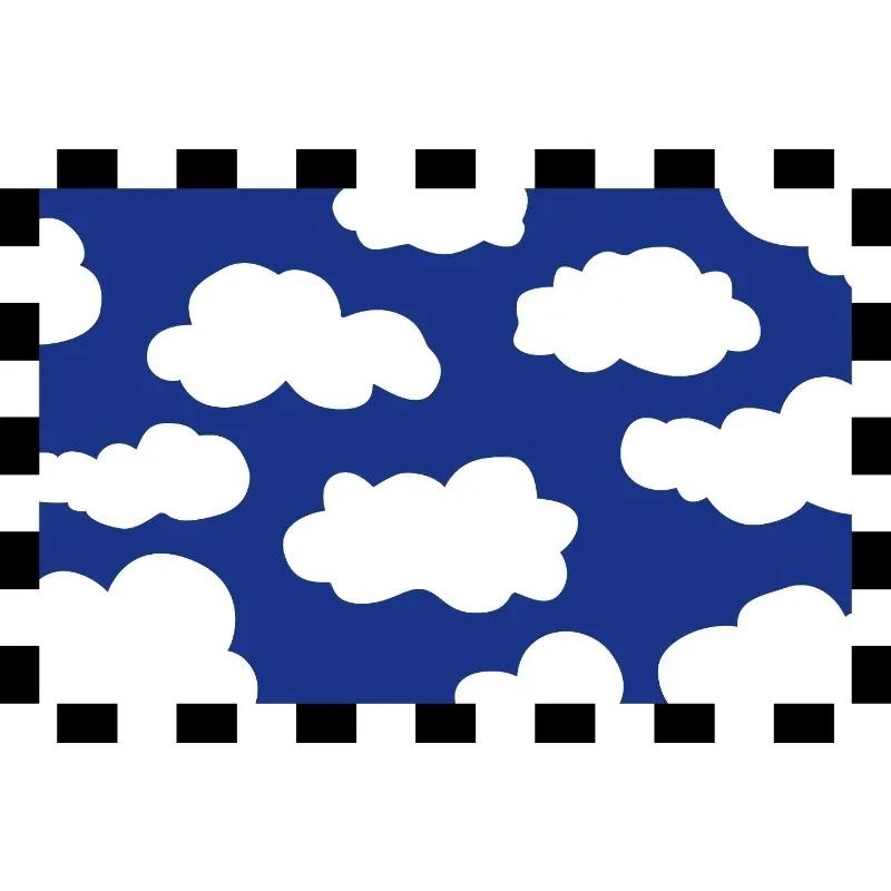 Plaid Cloud Living Room Carpet Cute Art Children Play Mat Washable Non Slip Home Bedroom Balcony Bath Rug Nersury Doormats Dec