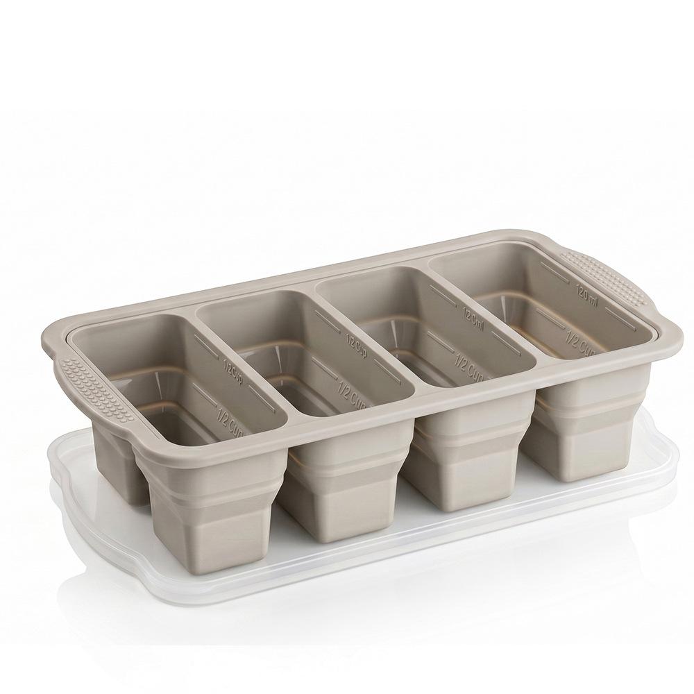 Silicone mold for frozen soup, ice tray, household food storage box, fresh-keeping box, frozen tray with lid