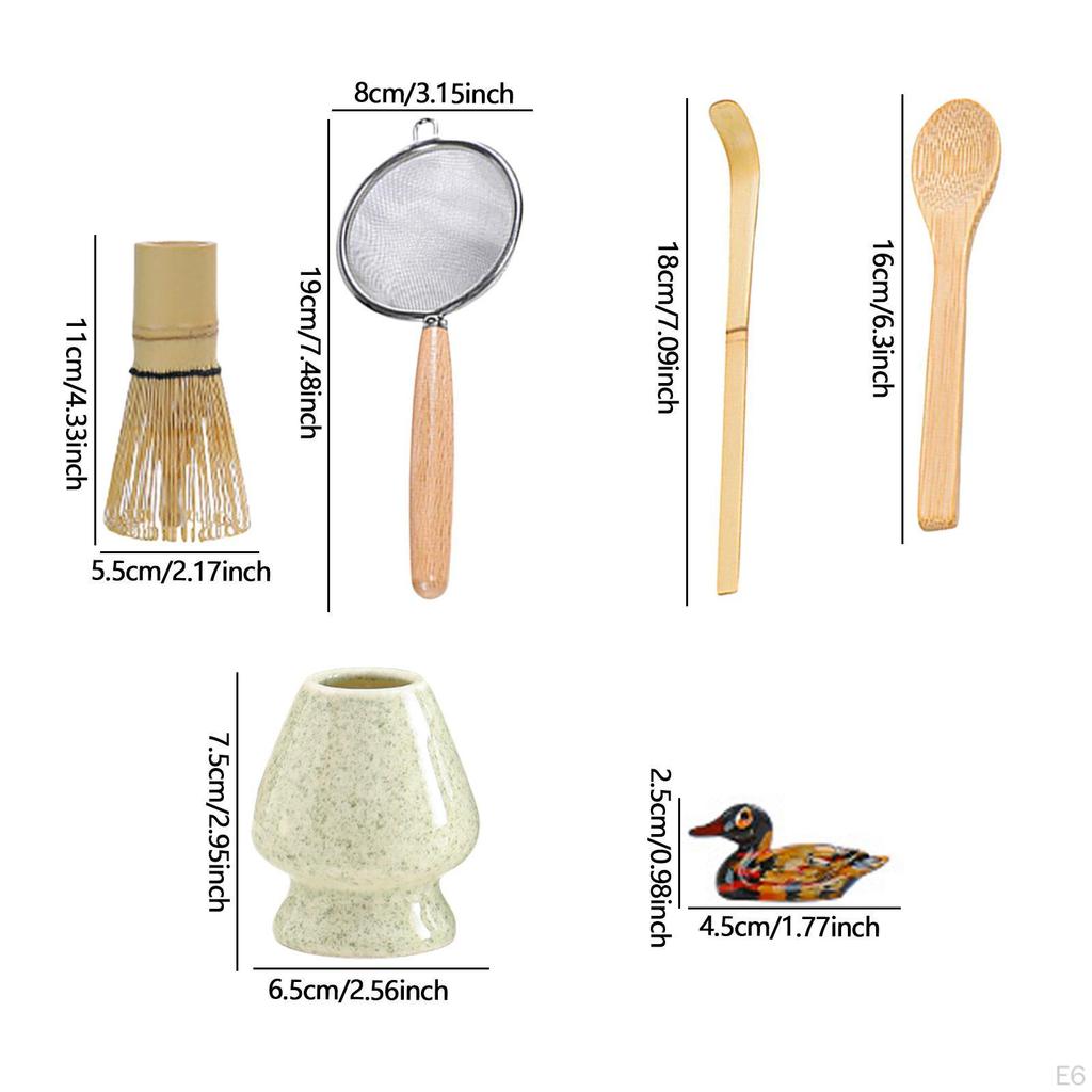 Ceremonial Matcha Tea Set Ceremony Accessories Stainless Sifter, Traditional Whisk and