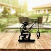 Escultura Clássica de Pescador em Ferro Fundido Ornamento Elegante de Mesa Presente Único Para Pescador Decoração de Casa Jardim