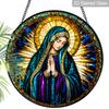 1pc 2D Flat ReligiousStained Glass Suncatcher, 6.3/7.87 Inch Religious Madonna Suncatcher, Pray Christmas Stained Glass Window Hanging Ornament